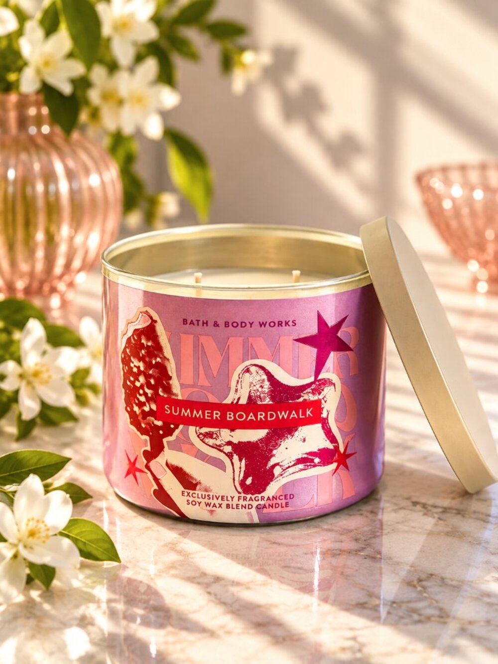 NEW Bath & Body Works Summer Boardwalk 3 Wick Candle 14.5 oz Gourmand